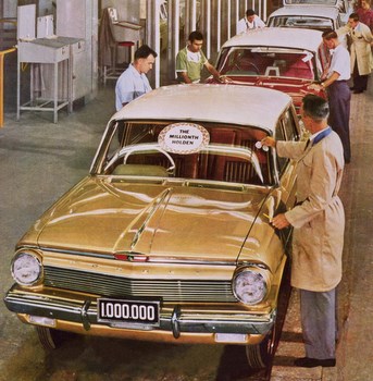 The 1 millionth Classic Holden comes of the production line in 1963