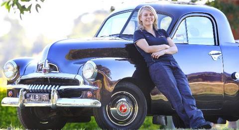 FJ Holden restored by young tradie (Pic: Peter Wallis Source: The Courier-Mail)